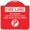 Signmission Fire Lane-No Parking Keep Clear All Times W/ No Parking, Red & White Alum, 18" x 18", RW-1818-24004 A-DES-RW-1818-24004 - alternate 1